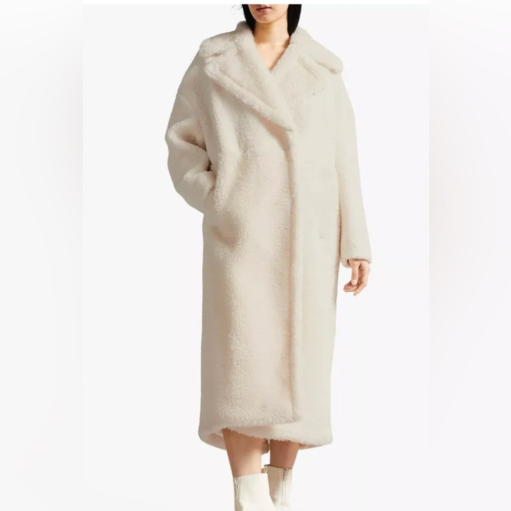 NEW Ted Baker Emiliyy Mixed Fabric Faux Fur Cocoon Coat
